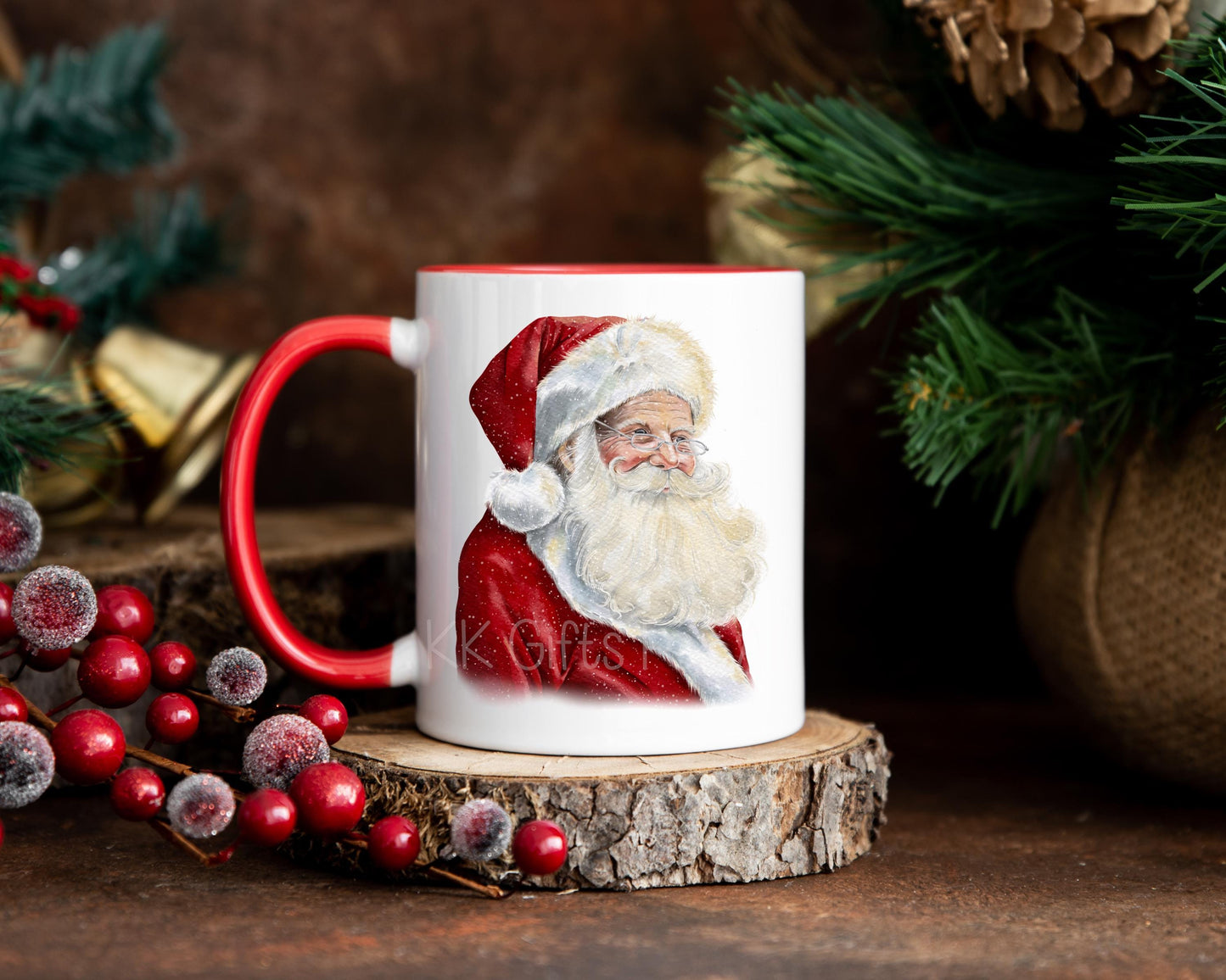 Personalised Santa 11oz Mug, Red Father Christmas Mug, Christmas Cocoa Cup, Christmas Movie Mug