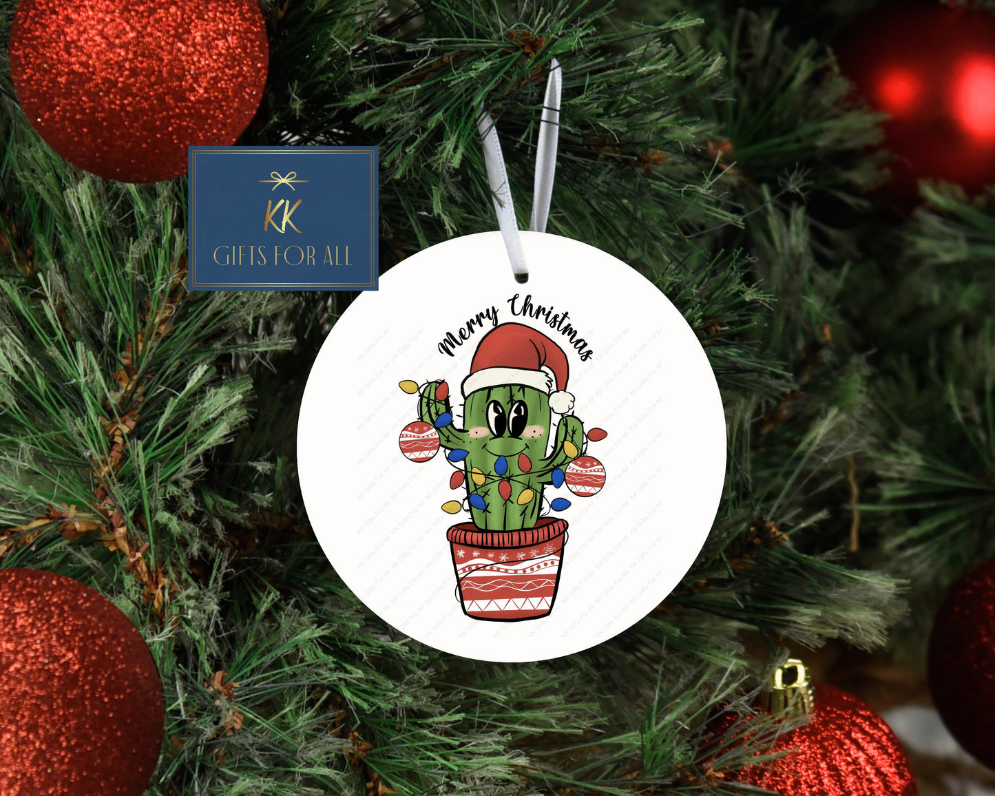 Personalised Christmas Tree Decoration, Christmas Hanging Ornament, Metal Cactus Decoration