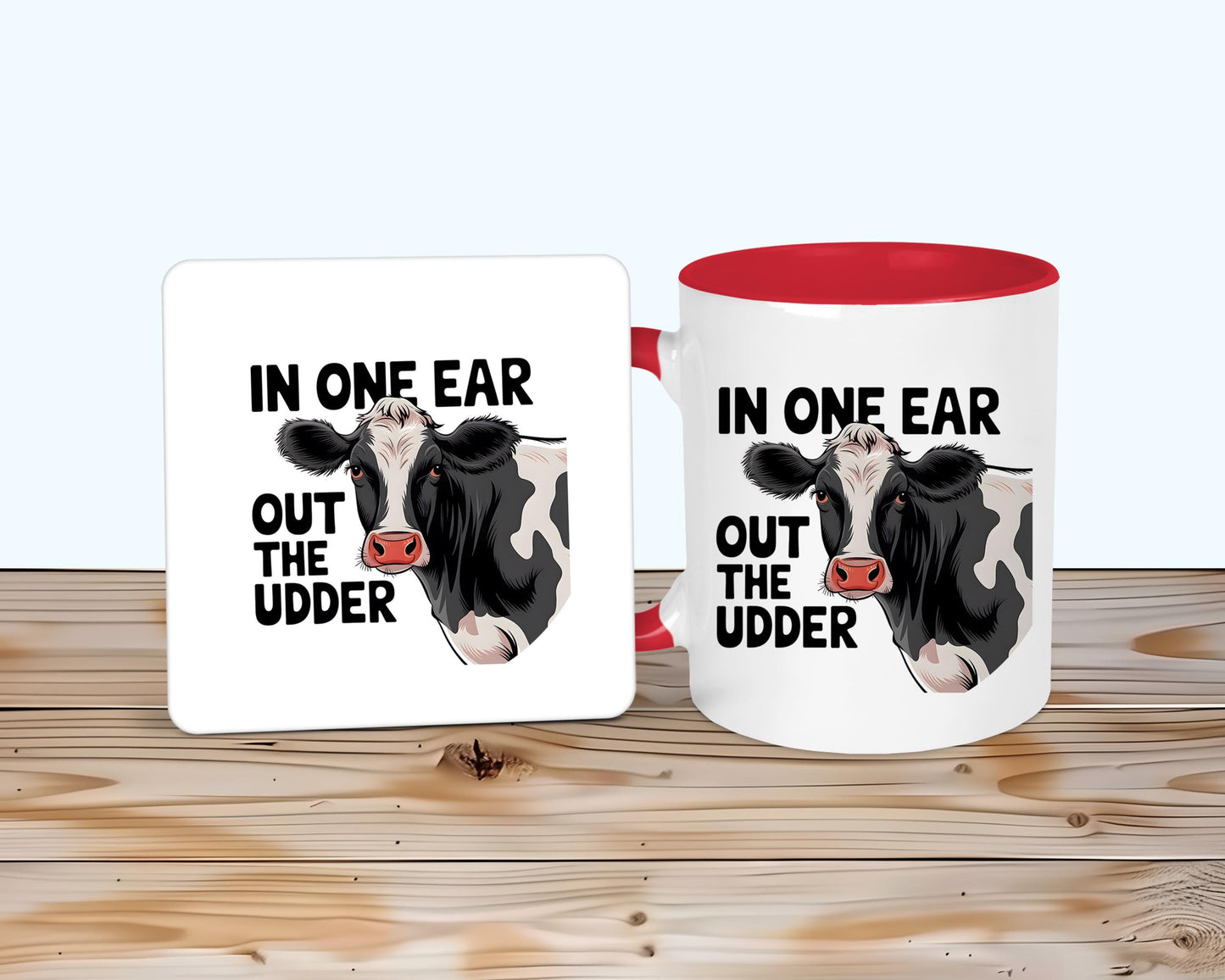 Udder Cow Mug & Coaster, Gift For Farmers, Cow Coffee Tea Cup, Funny Cow Lover Gifts