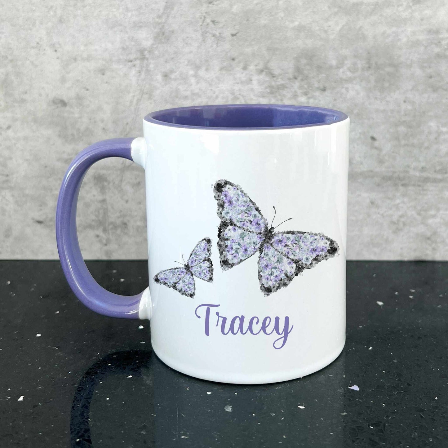 Purple Butterfly Mug, Personalised Butterfly Gift, Birthday Anniversary Gift For Mum Wife Sister