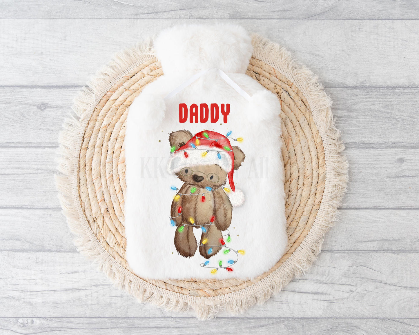 Christmas Hot Water Bottle, Personslised Christmas Bear Hot Water Bottle Gifts