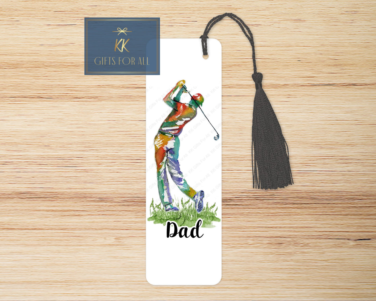 Personalised Golfer Bookmark, Personalised Bookmark, Male Letterbox Gifts, Gift For Dad, Golf Lover Gift, Golf Book Marker, Watercolour Golf
