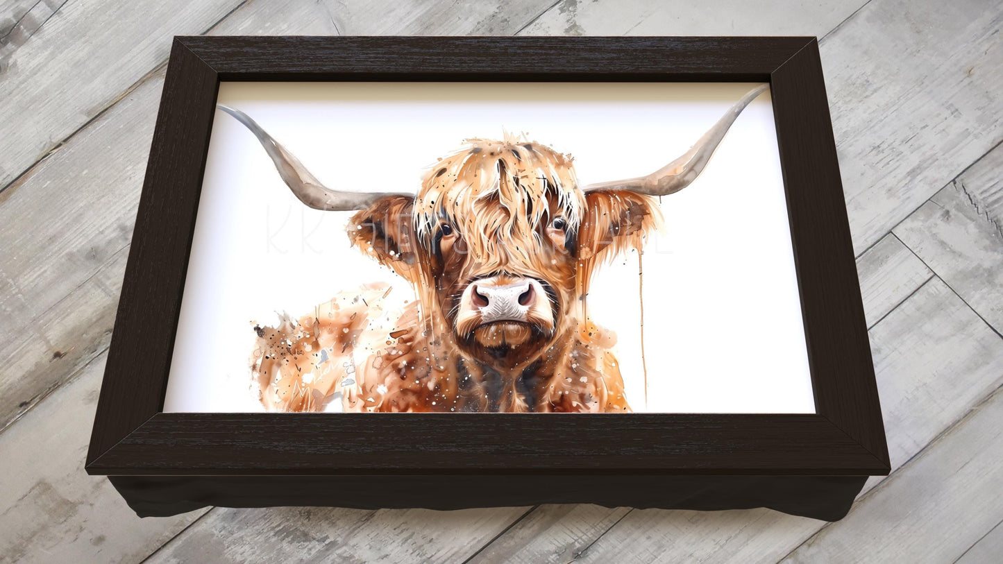 Highland Cow Lap Tray, Personalised Highland Cow Gifts, Brown Highland Cow
