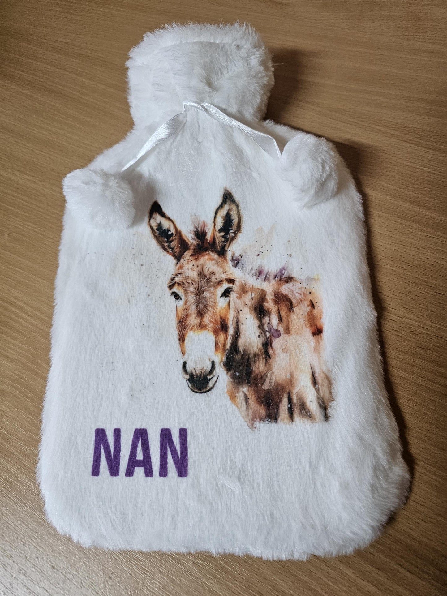 Donkey Hot Water Bottle, Personalied Donkey Gifts, Fluffy Donkey Gifts