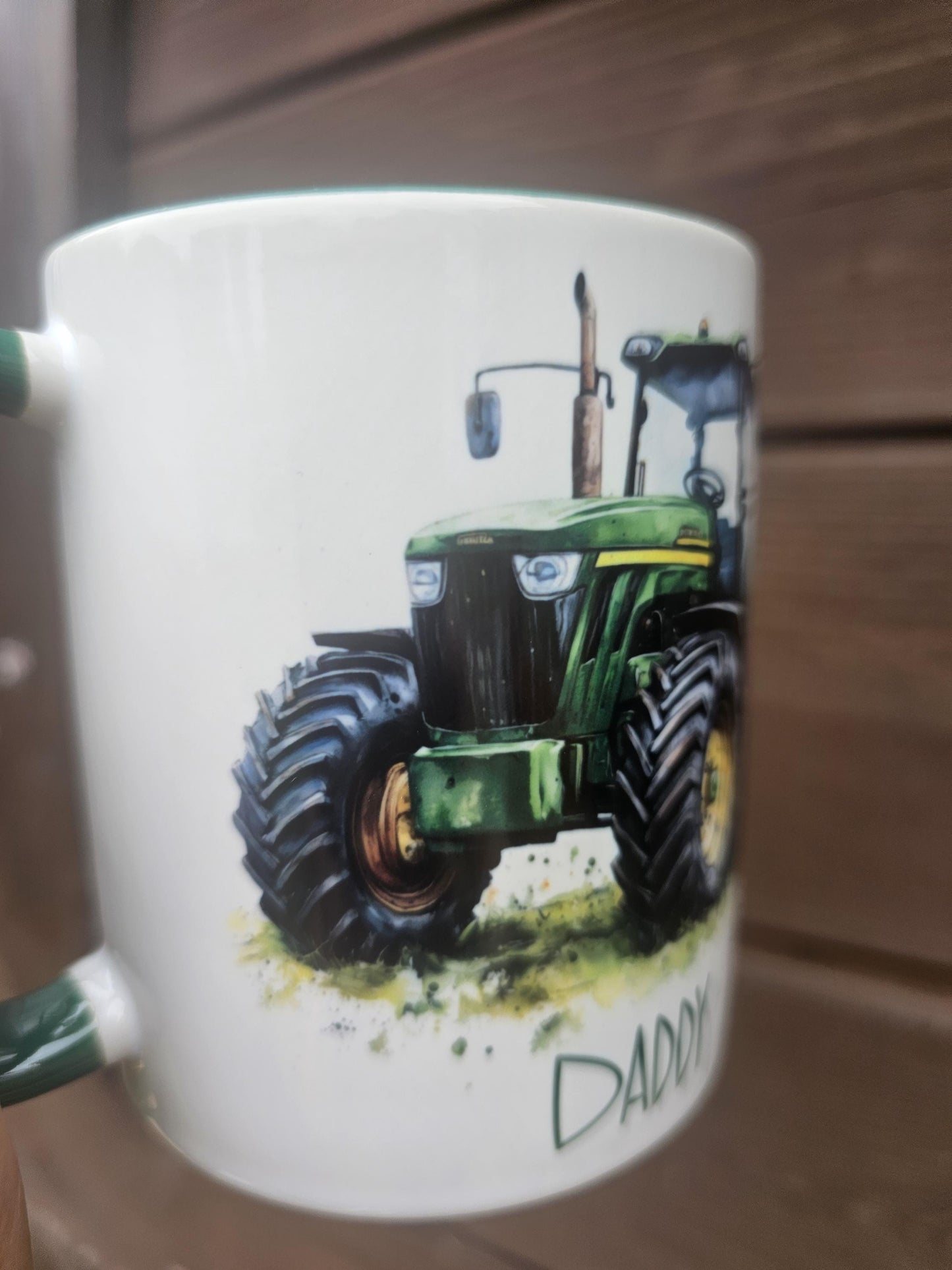 Personalised Green Tractor Mug & Coaster Set, Farmer Gift
