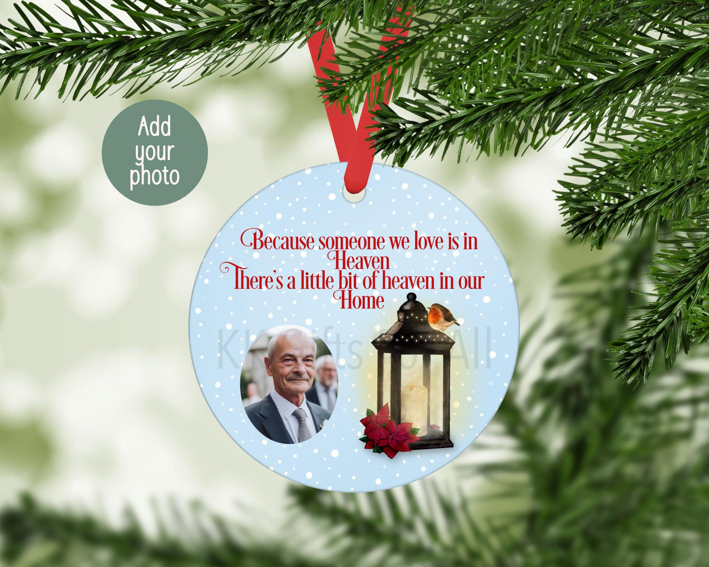 Personalised Memorial Christmas Ornament, Custom Photo Tree Decoration