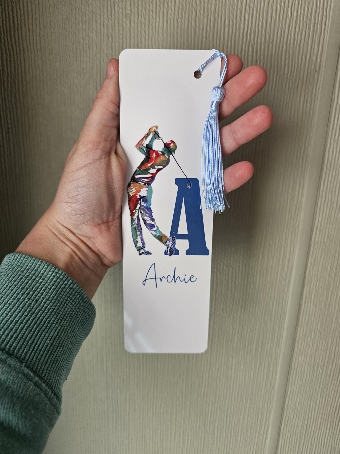 Personalised Golfer Bookmark, Personalised Bookmark, Male Letterbox Gifts, Gift For Dad, Golf Lover Gift, Golf Book Marker, Watercolour Golf