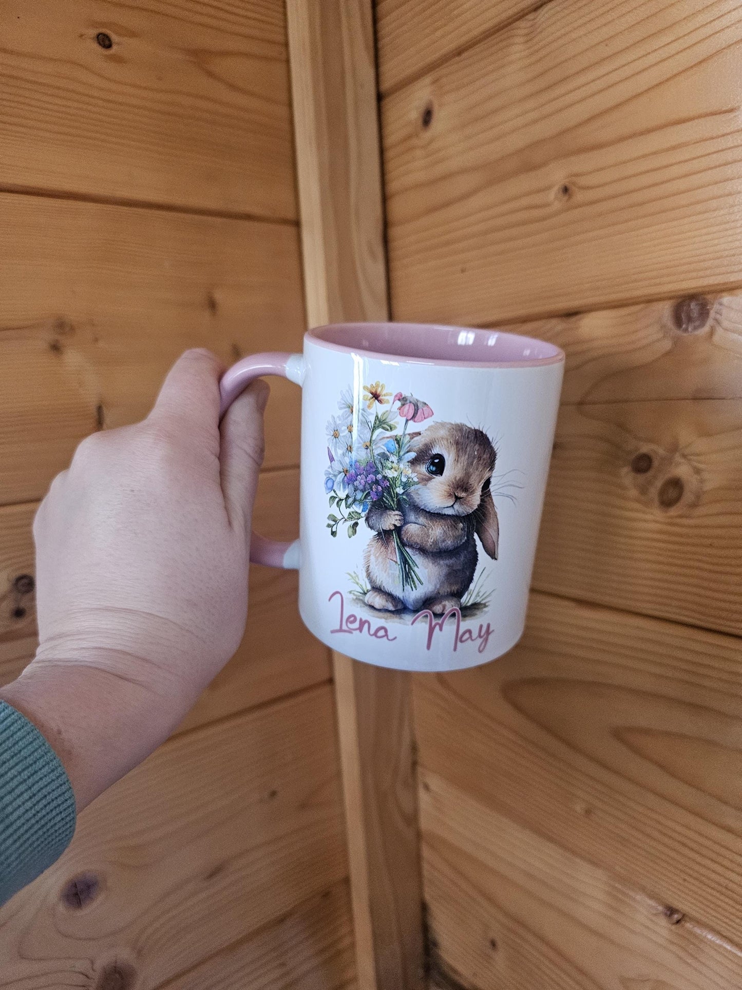 Cute Bunny Rabbit Mug & Coaster, Personalised Rabbit Mug, Rabbit Lover Gifts