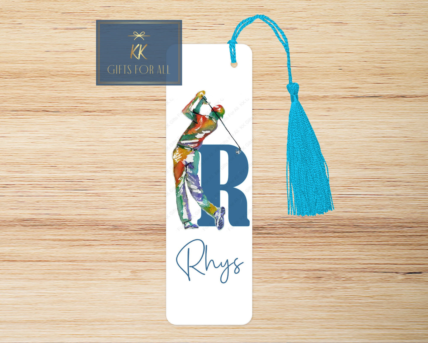 Personalised Golfer Bookmark, Personalised Bookmark, Male Letterbox Gifts, Gift For Dad, Golf Lover Gift, Golf Book Marker, Watercolour Golf