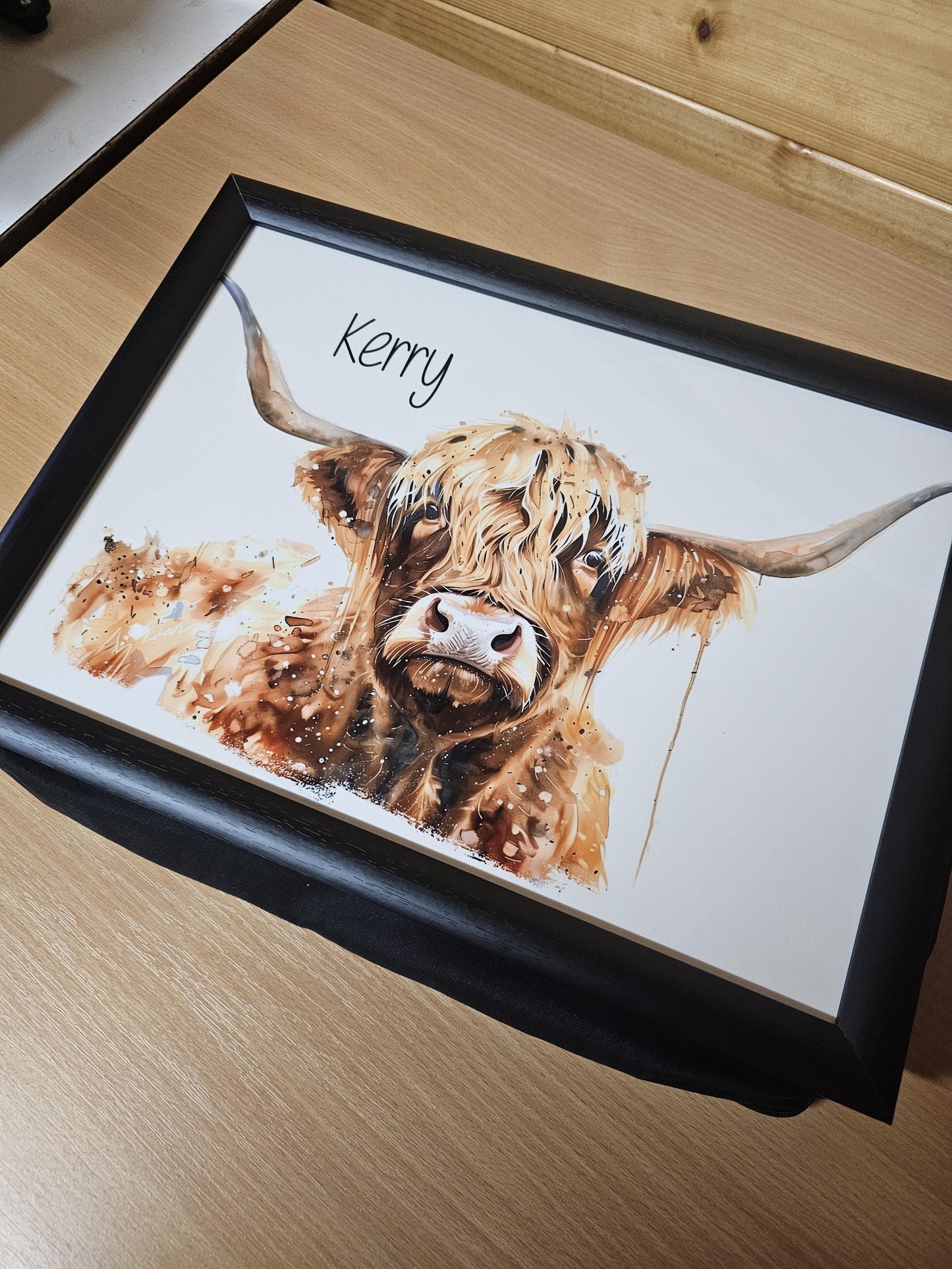 Highland Cow Lap Tray, Personalised Highland Cow Gifts, Brown Highland Cow
