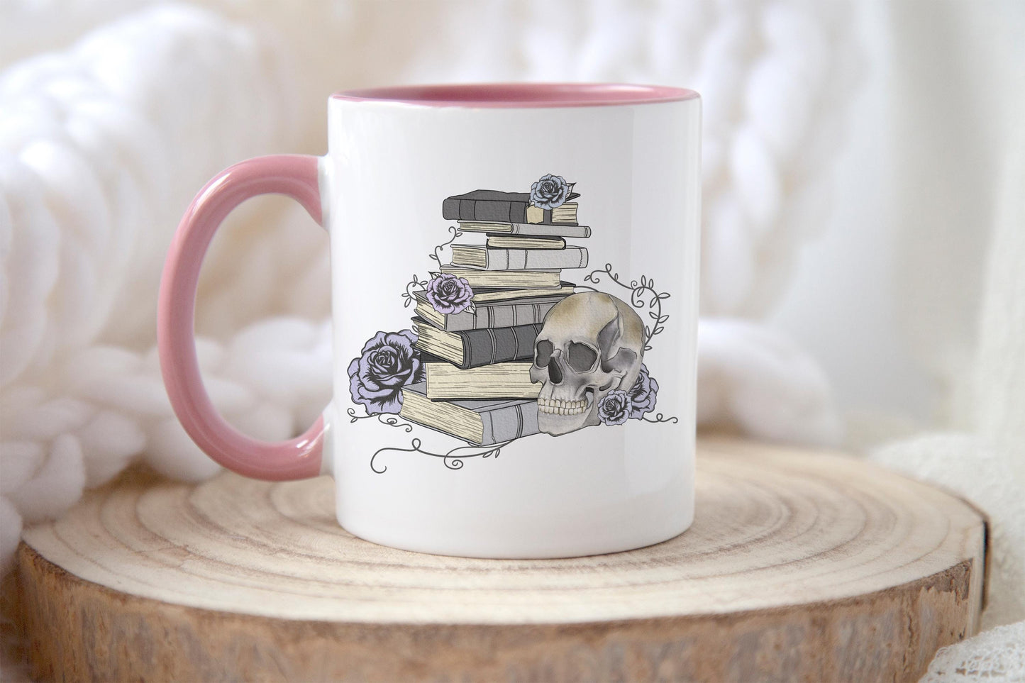 Personalised Skull & Books Mug: Gothic Dark Academia Gift