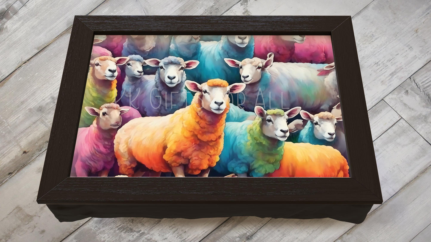 Sheep Lap Tray, Personalised Colourful Sheep Gifts, Colourful Sheep
