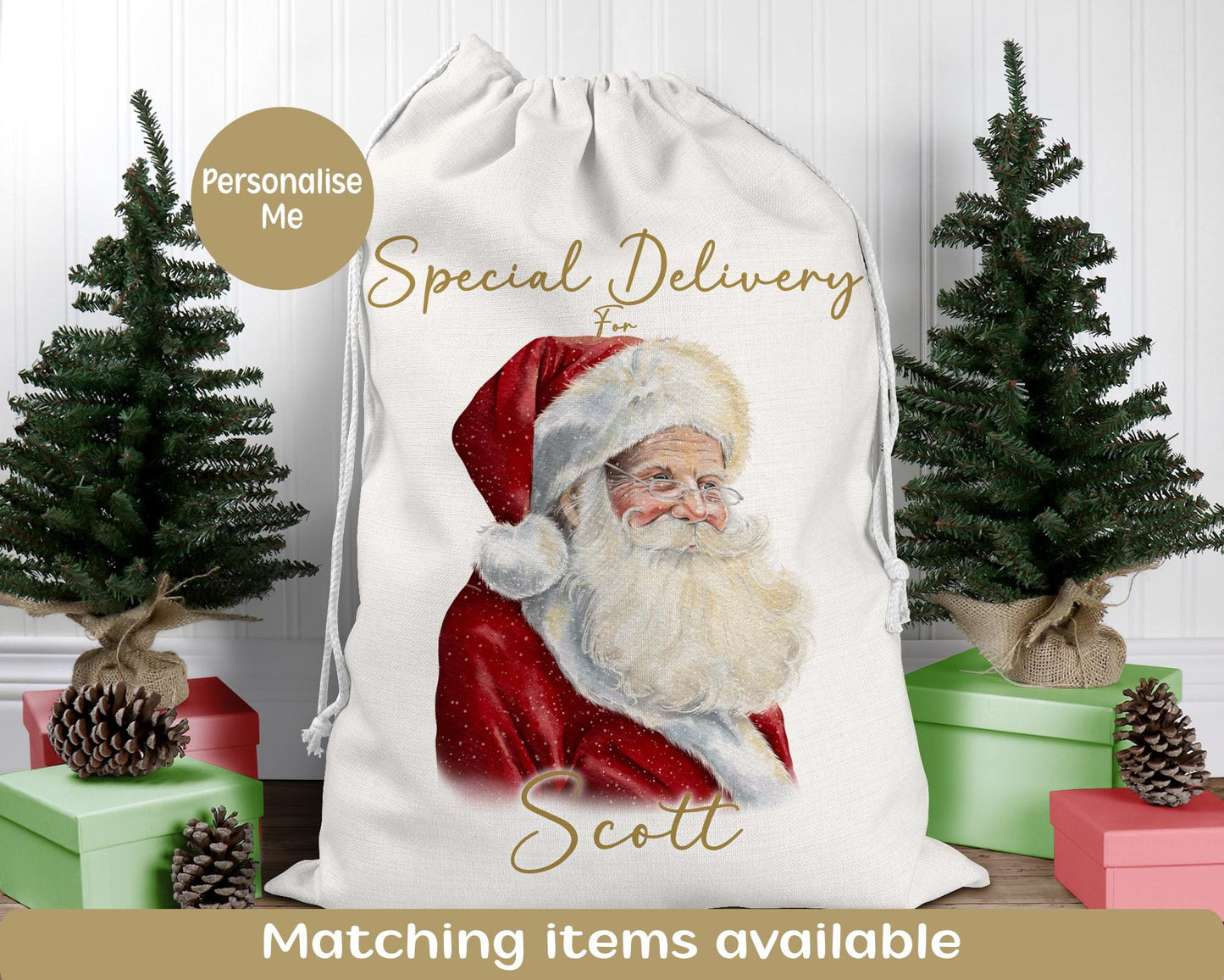 Personalised Father Christmas Santa Sack, Large Christmas Sack, Christmas Present Bag