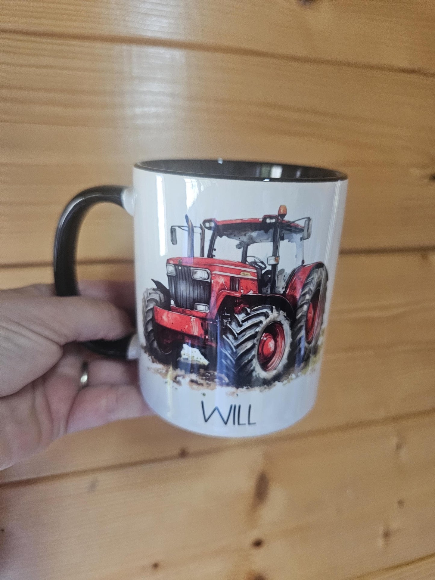 Personalised Red Tractor Mug & Coaster Set: Farmer Gift