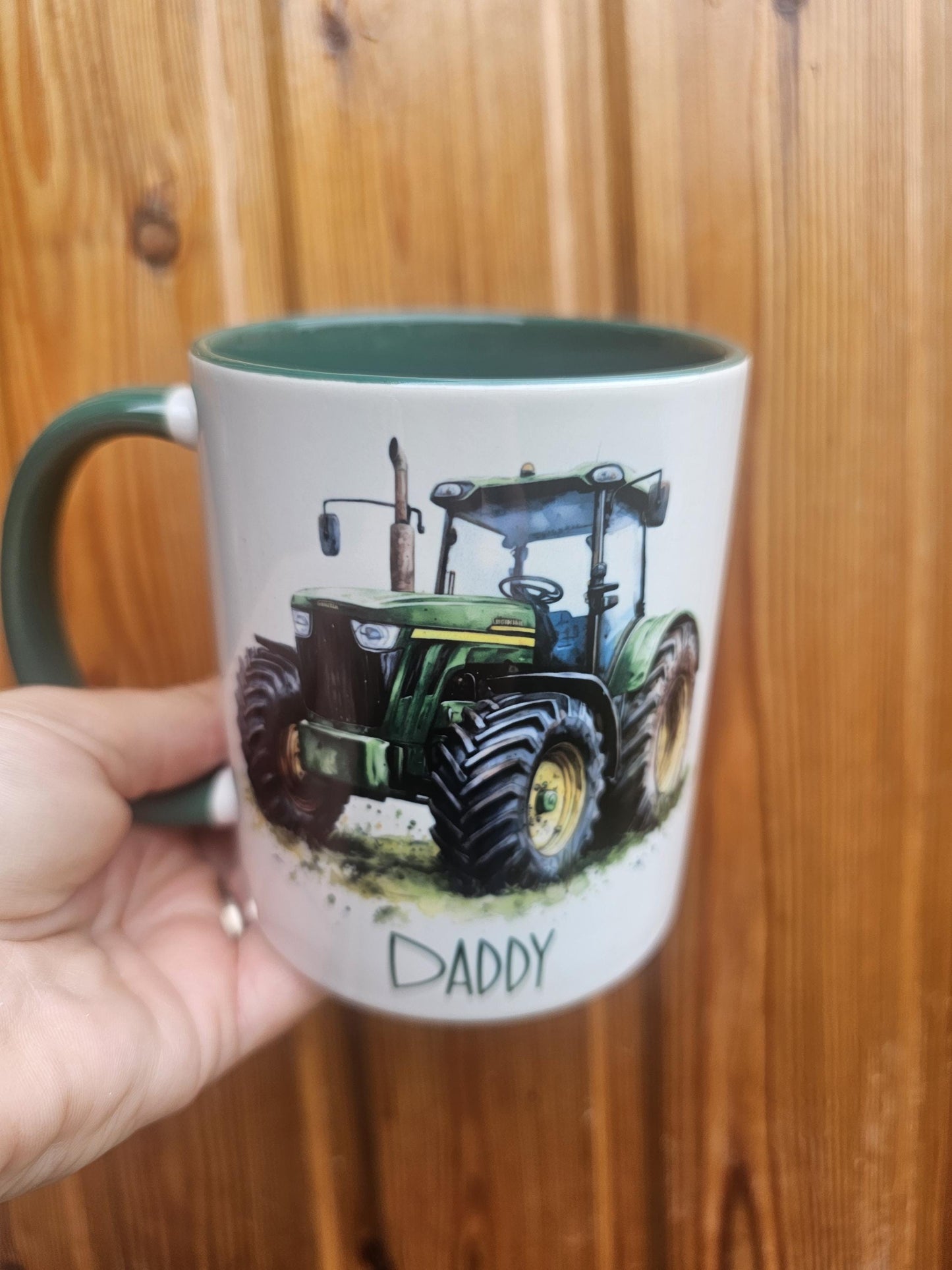 Personalised Green Tractor Mug & Coaster Set, Farmer Gift