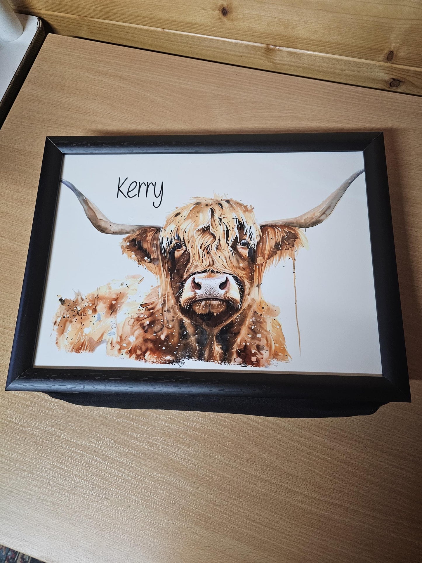 Highland Cow Lap Tray, Personalised Highland Cow Gifts, Brown Highland Cow