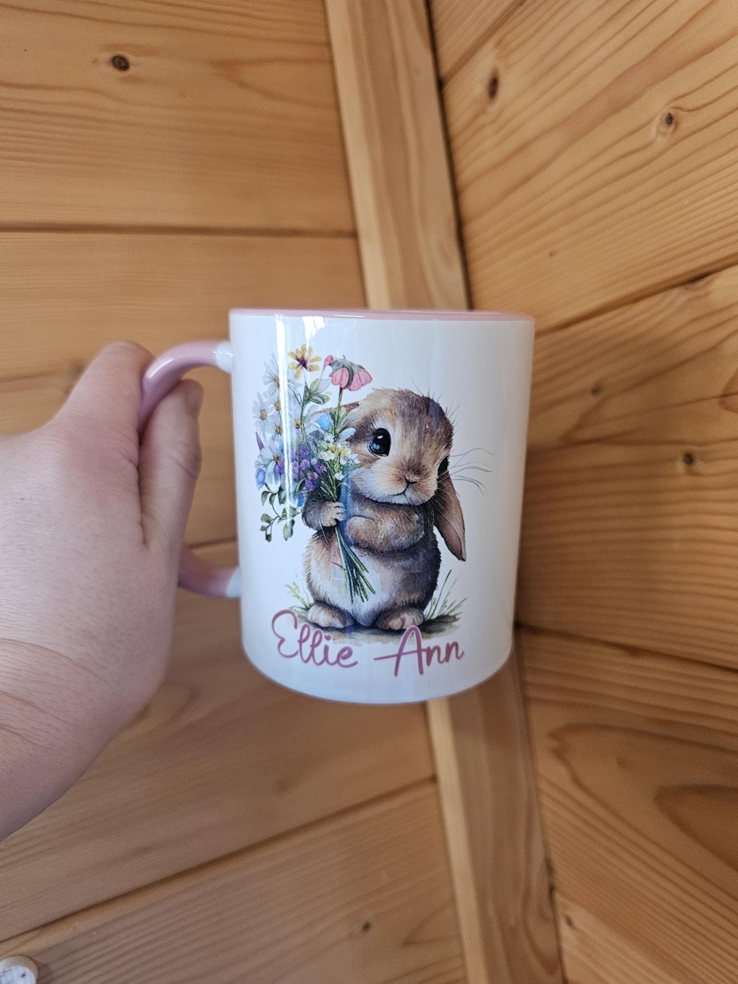 Cute Bunny Rabbit Mug & Coaster, Personalised Rabbit Mug, Rabbit Lover Gifts
