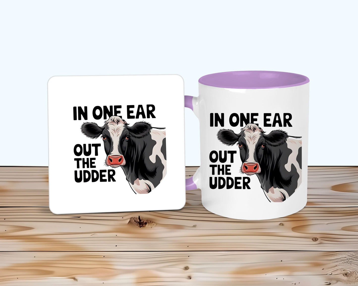 Udder Cow Mug & Coaster, Gift For Farmers, Cow Coffee Tea Cup, Funny Cow Lover Gifts