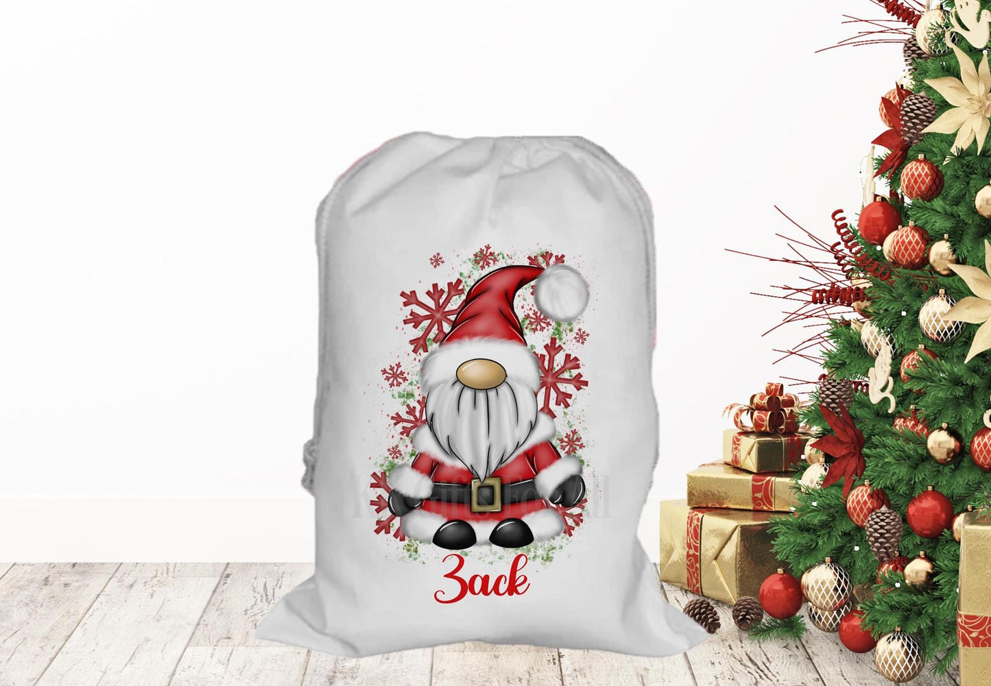 Personalised Father Christmas Gonk Santa Sack, Large Christmas Sack, Christmas Present Bag