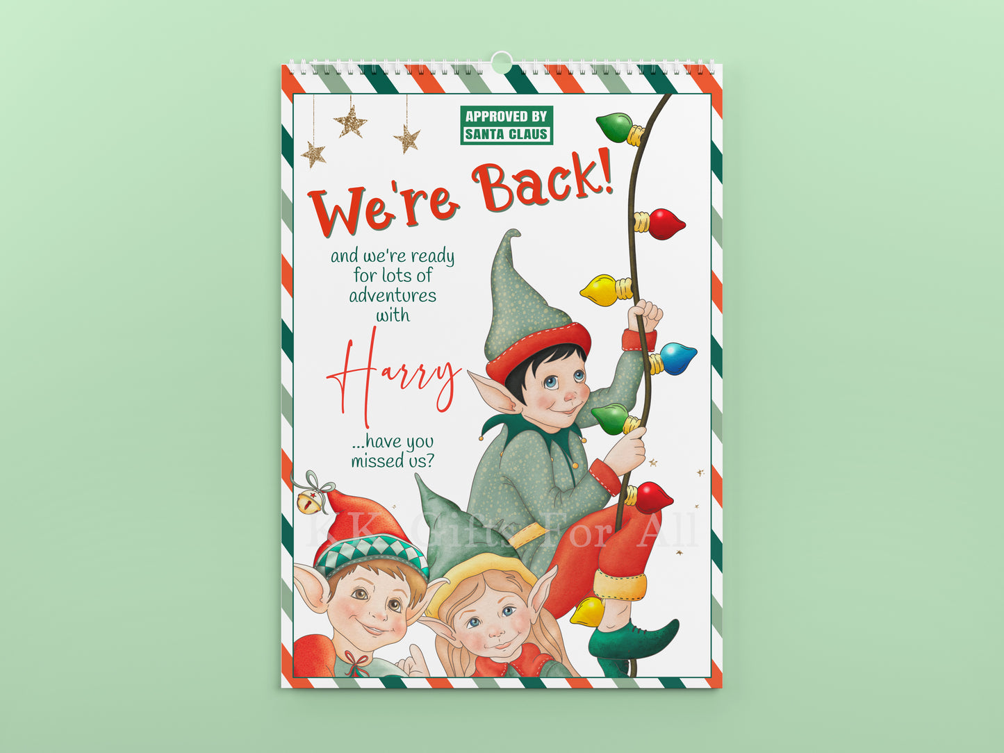 Personalised Interactive Elf Countdown Calendar - 24 Days Of Elf Activities - Instructions For Grown ups