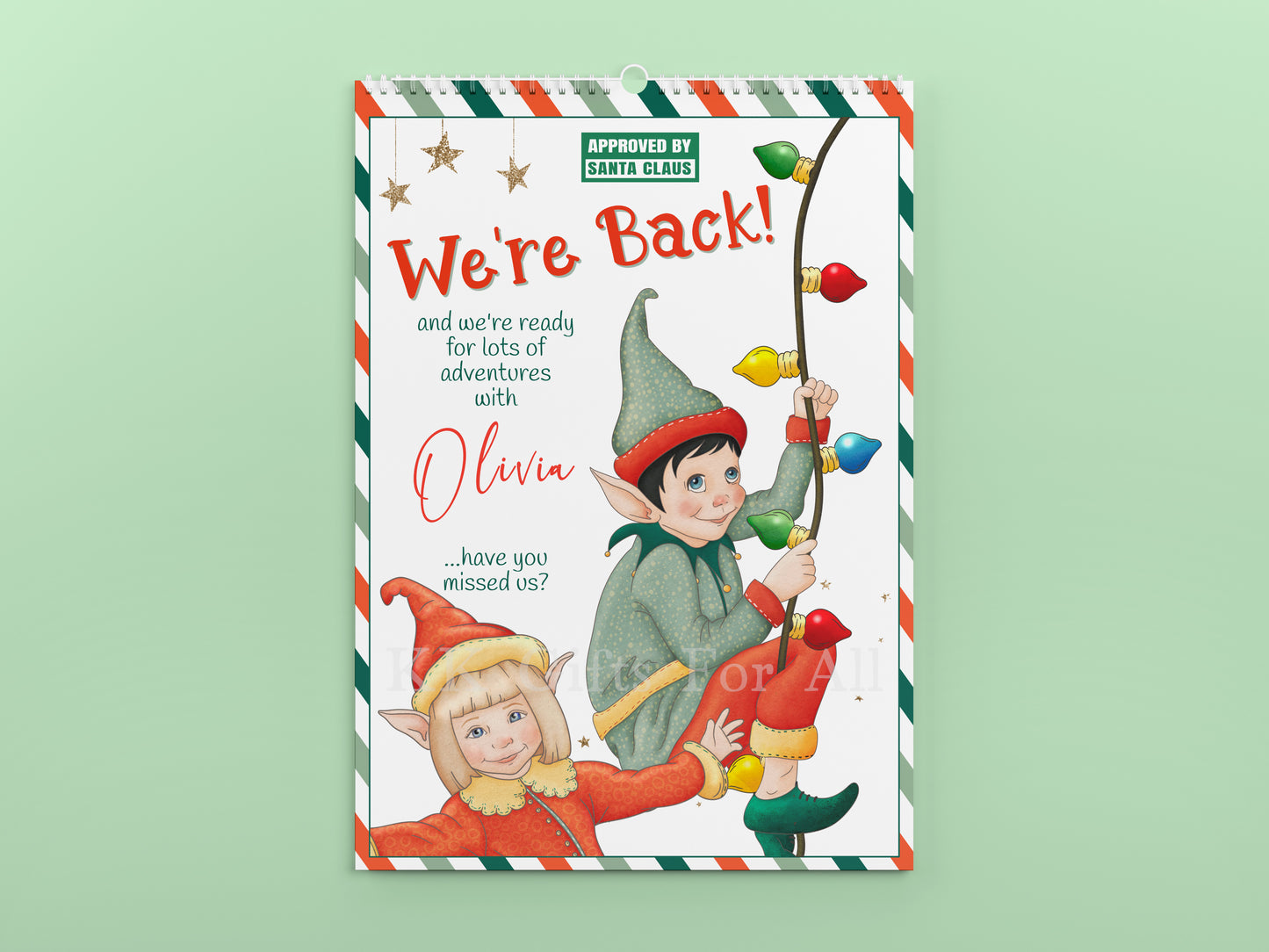Personalised Interactive Elf Countdown Calendar - 24 Days Of Elf Activities - Instructions For Grown ups