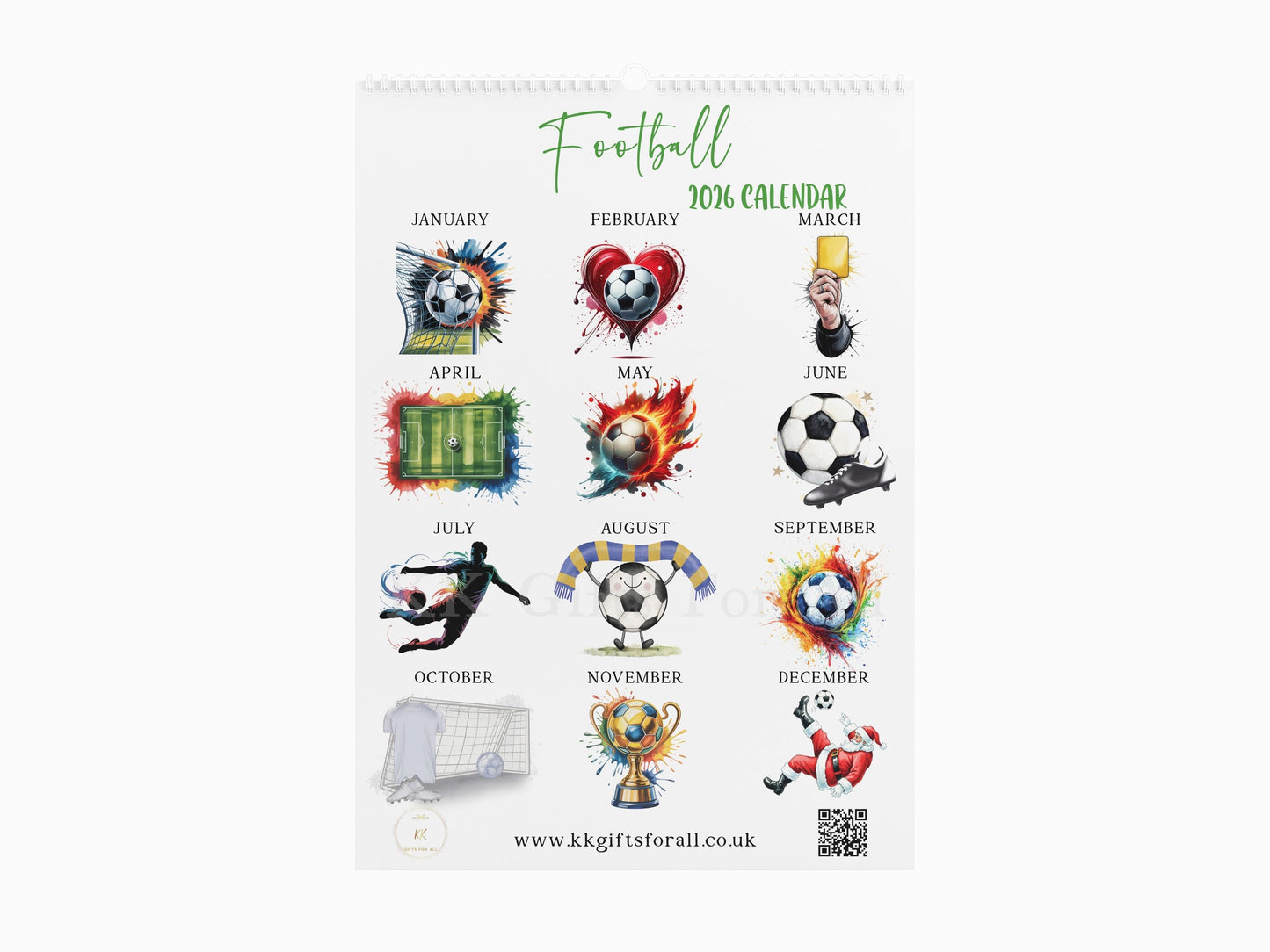 2026 Football Calendar, Football Wall Calendar, Footie Lover Gift, A4 Monthly Planner