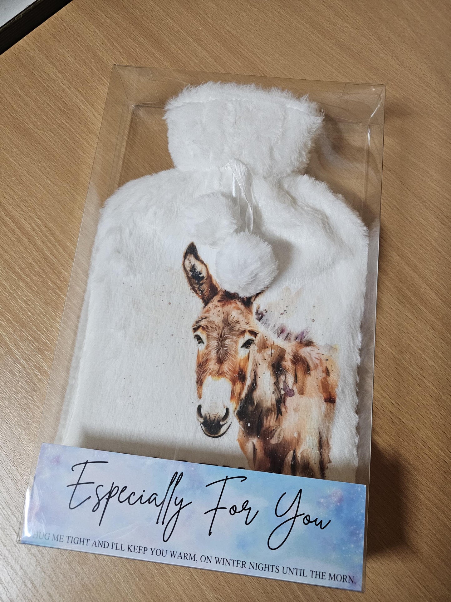 Donkey Hot Water Bottle, Personalied Donkey Gifts, Fluffy Donkey Gifts