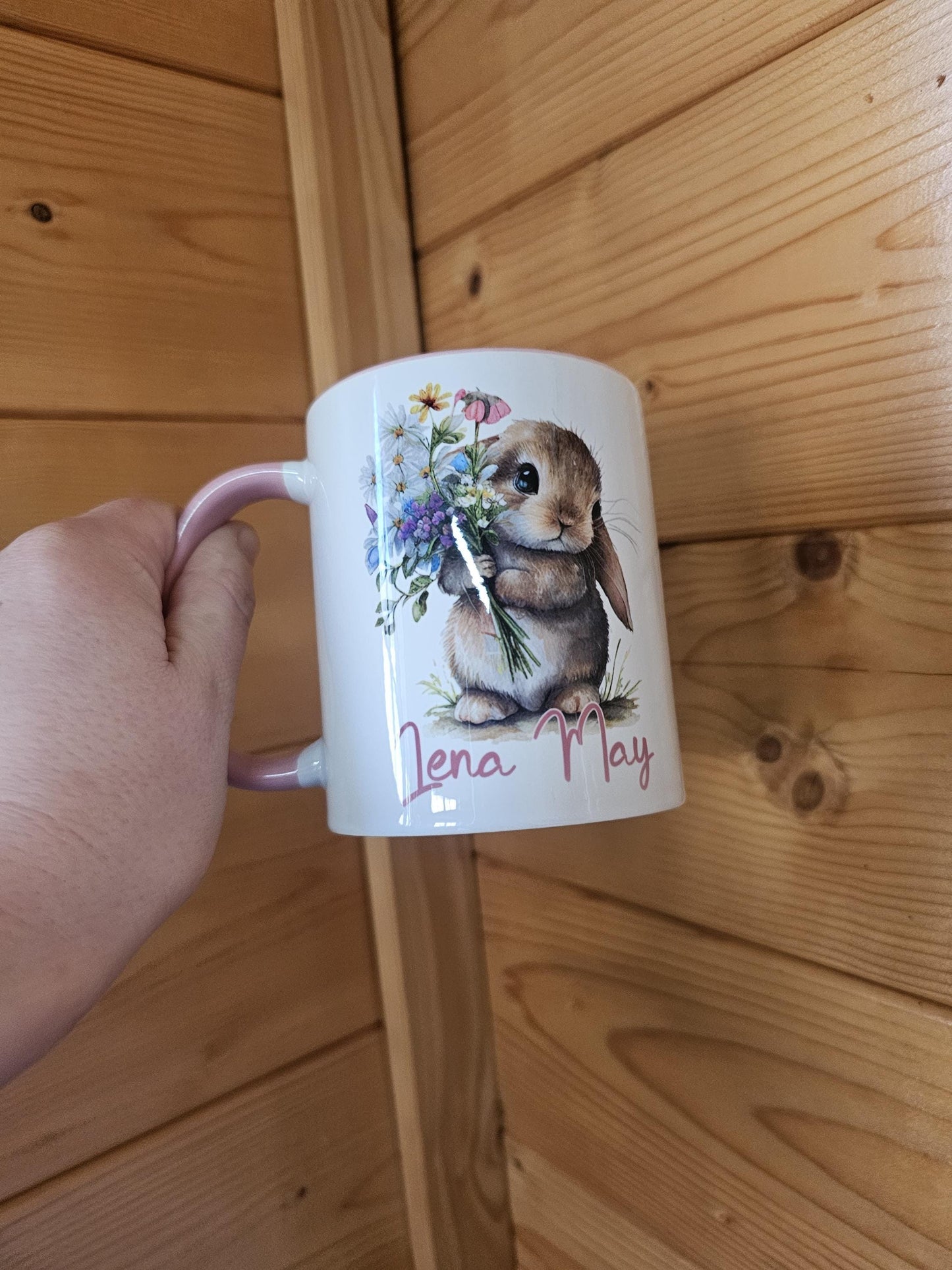 Cute Bunny Rabbit Mug & Coaster, Personalised Rabbit Mug, Rabbit Lover Gifts