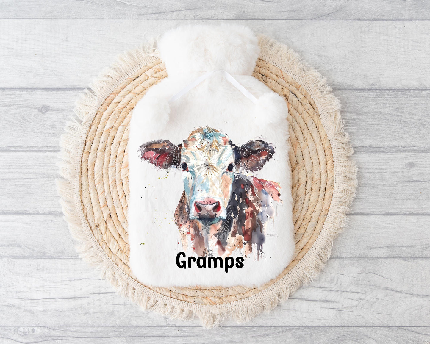 Cow Hot Water Bottle, Gift For Cow Lover, Personalised Cow Hot Water Bottle, Gifts For Him Farmer