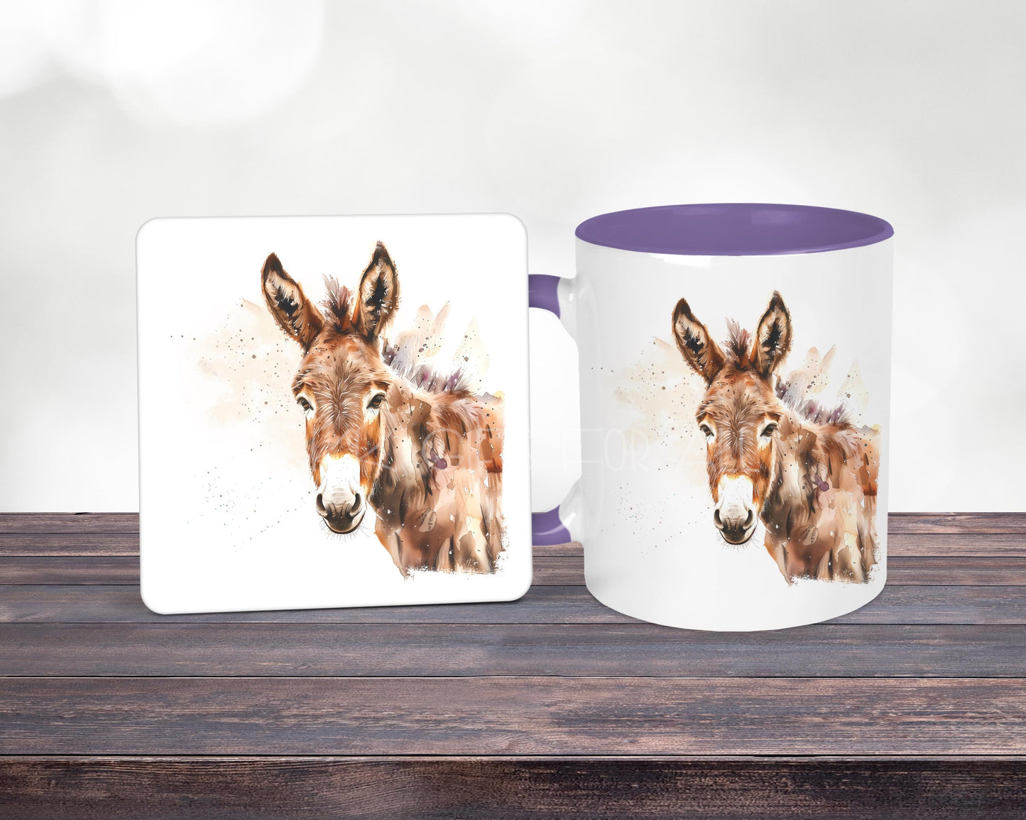 Personalised Donkey Mug & Coaster, Gift For Woman - Mum Nan Aunt Friend, Birthday Or Anniversary Gift For Donkey Lover