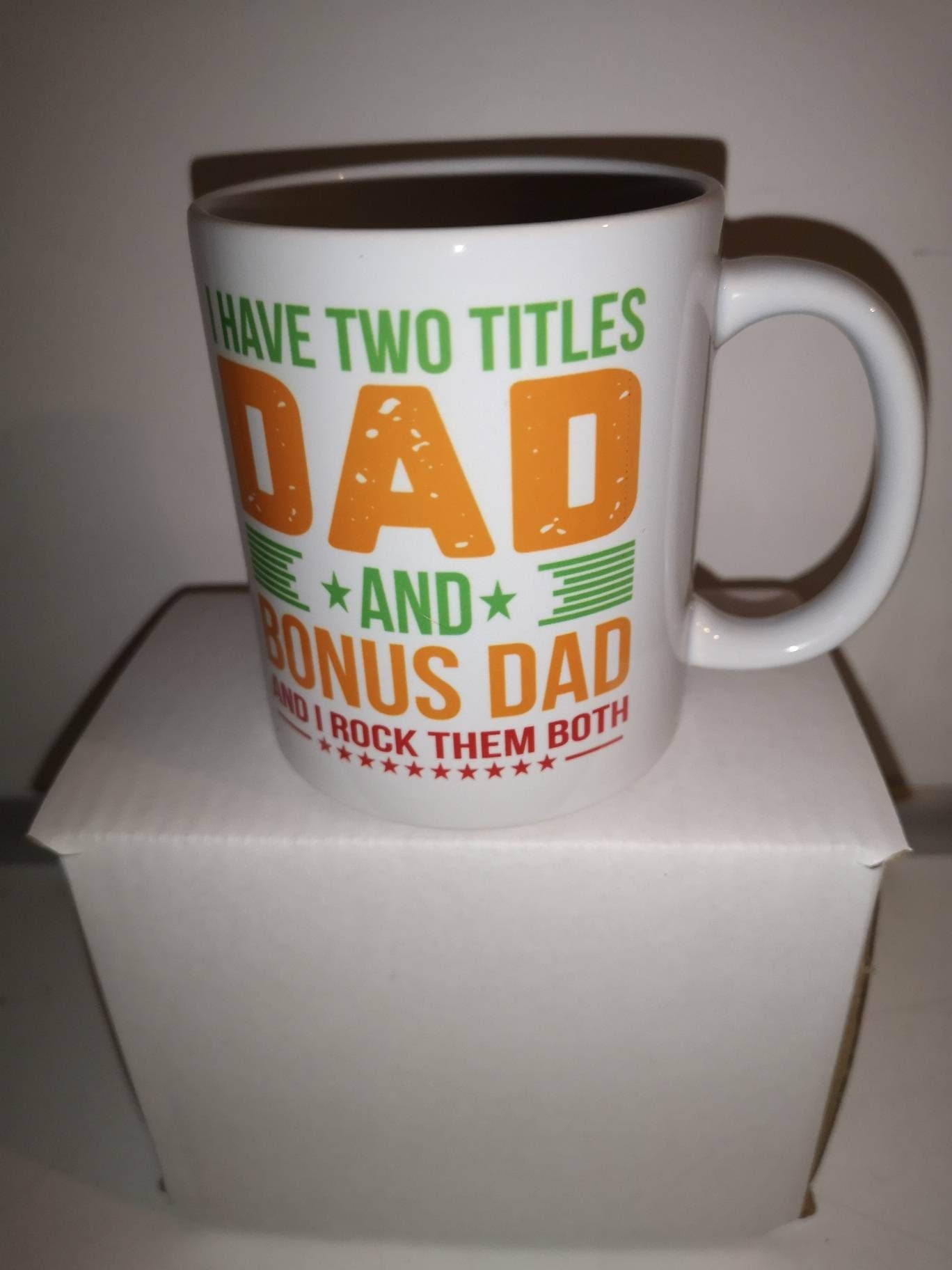 Dad & Step Dad Gift, Dad And Bonus Dad Mug, Gift For Dad, Mug For Dad's Coffee, Funny Mug For Him, Cute Mug For Loving Dad