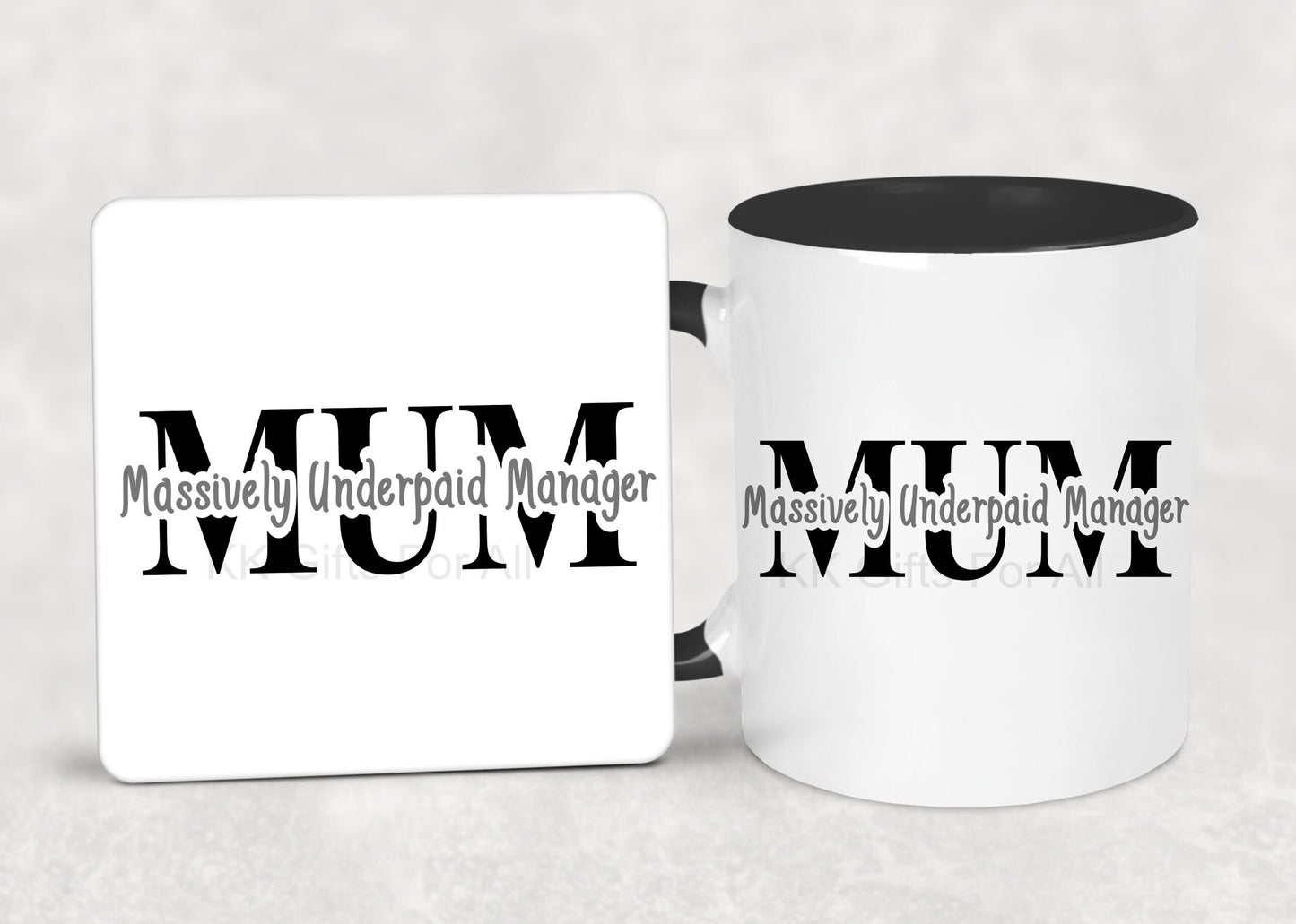 Massively Underpaid Manager Mum Mug & Coaster Set, Best Mum Ever, Thank You Mum, Mother's Day Gift