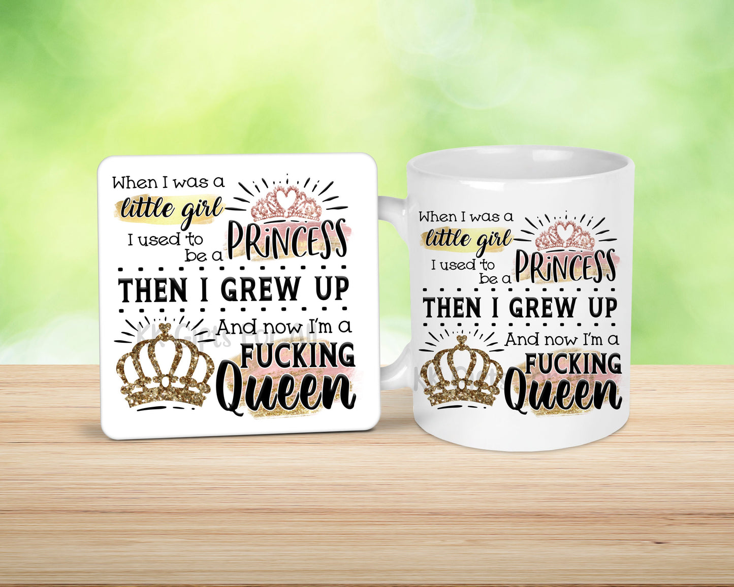 Rude Sweary Mug, Birthday Gift For Friend, Adult Humour Swearing Gifts, Mug And Coaster Fucking Queen Gift