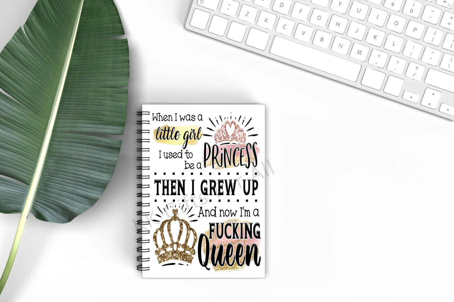 Rude A5 Lined Notebook Funny Gift For Her, Fuckign Queen Swearing Notebook