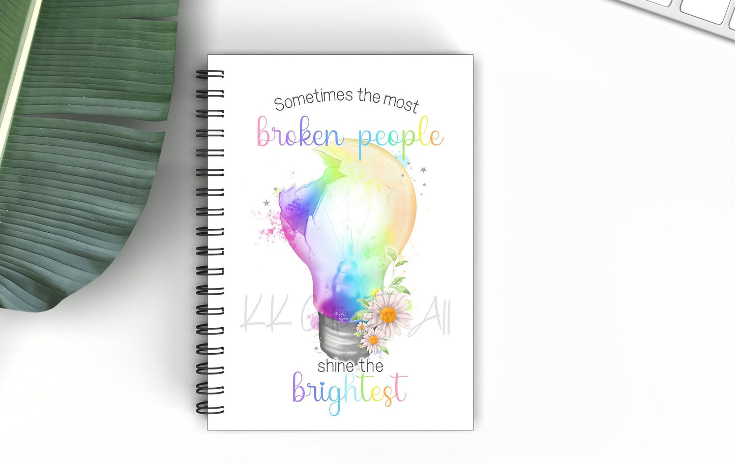 Lightbulb A5 Notebook, Mental Health Notepad, Colourful Notepad, Daisy Multi Colour