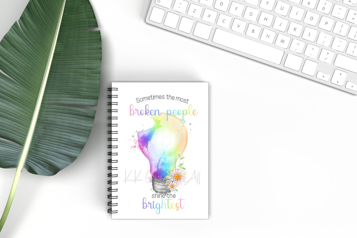 Lightbulb A5 Notebook, Mental Health Notepad, Colourful Notepad, Daisy Multi Colour