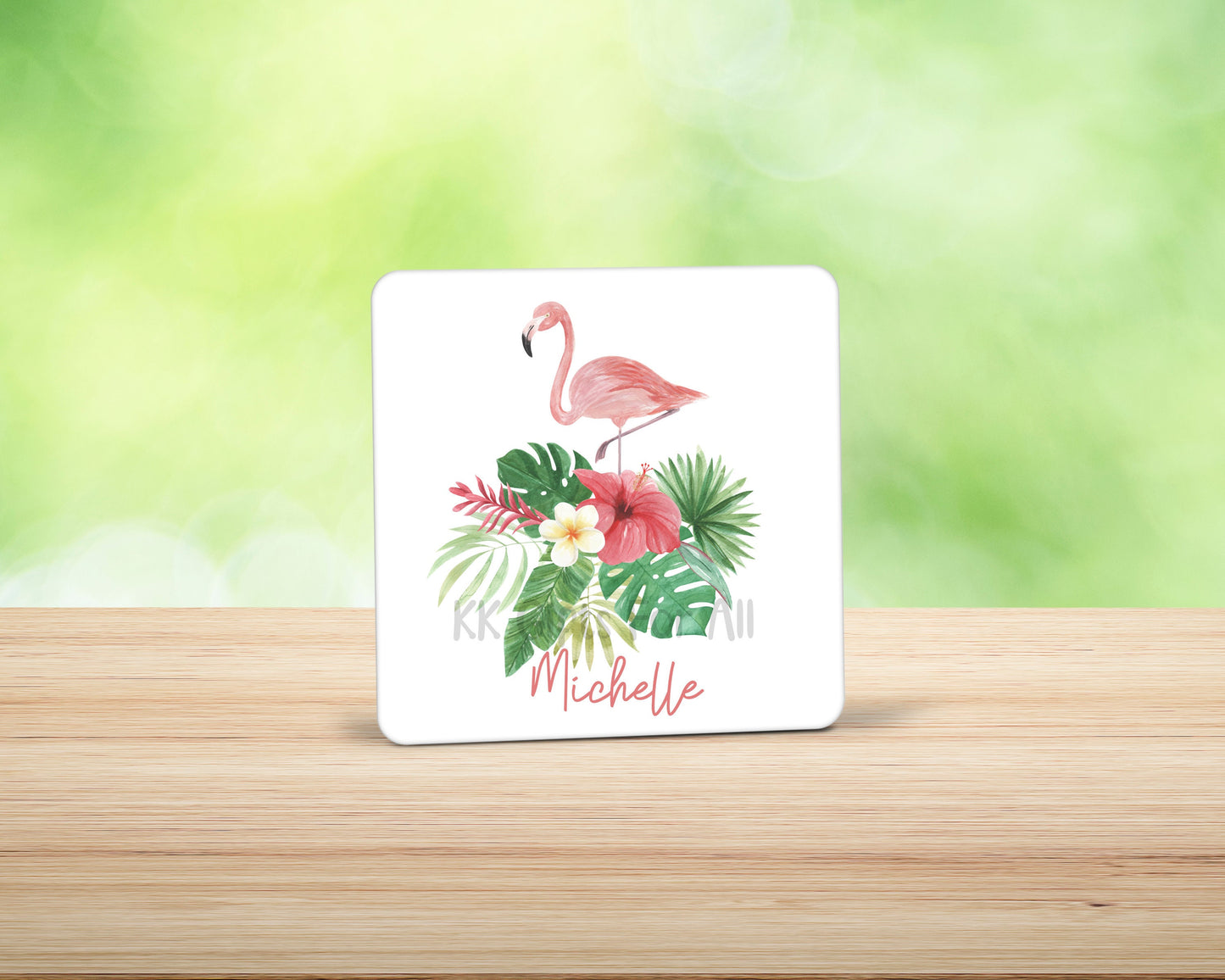 Tropical Theme Pink Flamingo, Personalised Mug & Coaster Flamingo Gifts