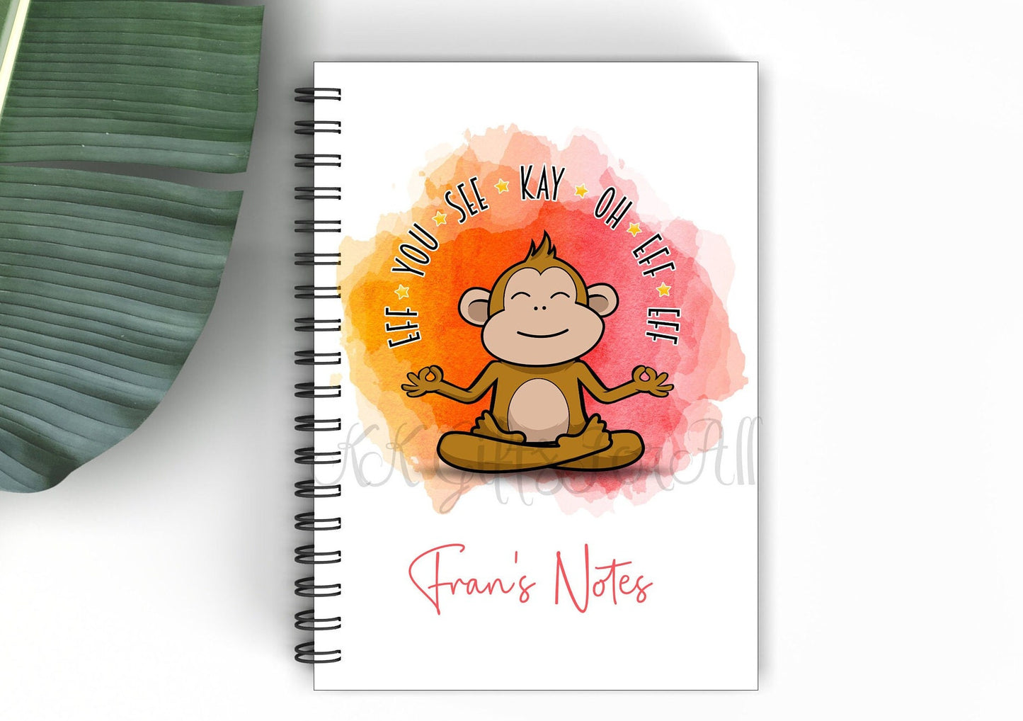 Monkey Subtle Swearing Notebook, Gift For Best Friend, Birthday Gift For Him, Personalised Notepad, A5 binded lined Notes, Rude Notes