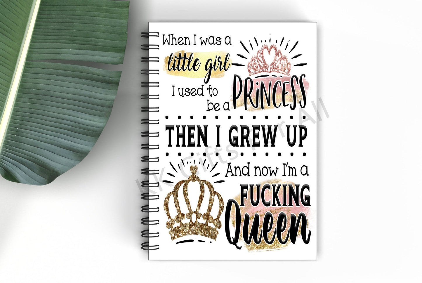 Rude A5 Lined Notebook Funny Gift For Her, Fuckign Queen Swearing Notebook