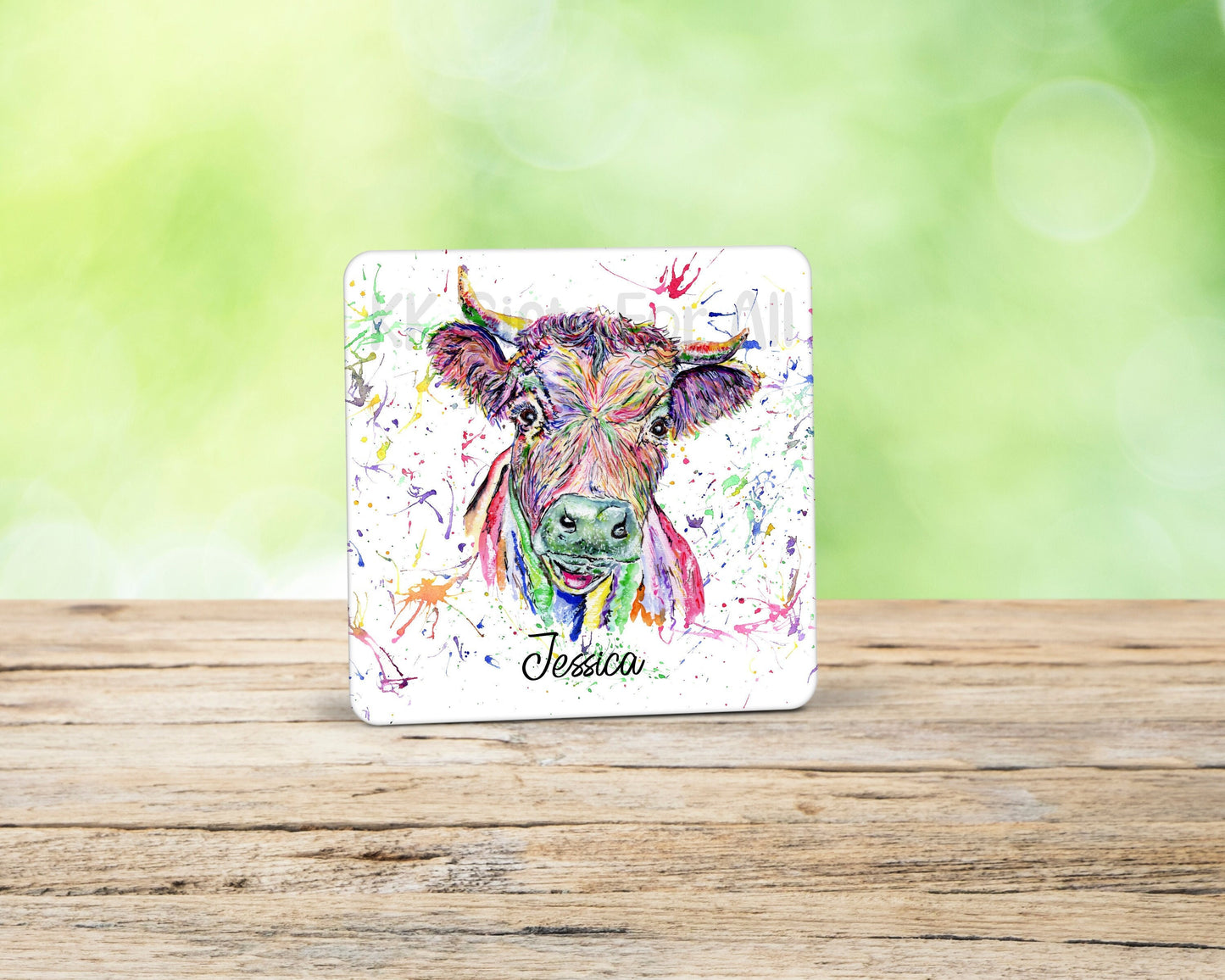 Rainbow Cow Mug Coaster Gift For Friend Cow Farmer Mug & Coaster Personalised Gift