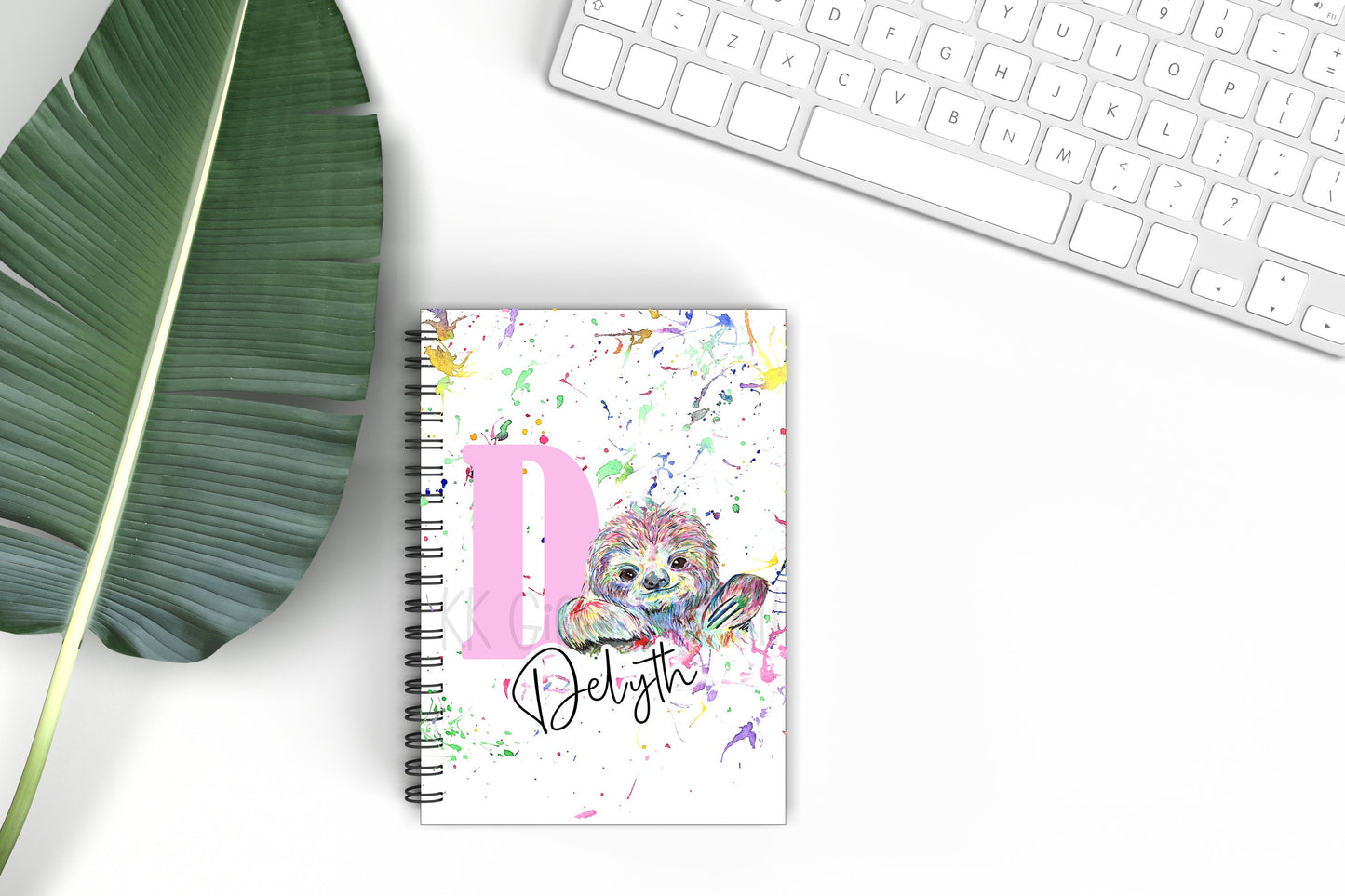 Watercolour Sloth Notebook, Gift For Mum Or Daughter, Friend Birthday Gift, Notes For Her, Personalised Notepad, Rainbow Sloth, Lined Notes