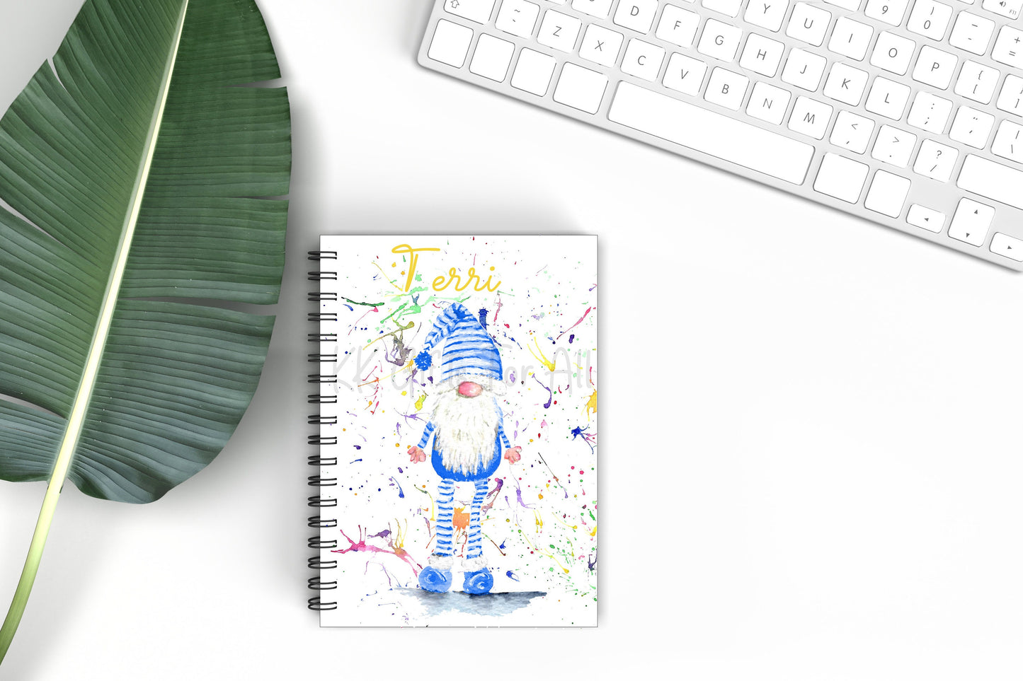 Personalised Gonk Notebook, Gift For Mum Or Friend, Birthday Gift For Her,Personalised Notepad, A5 Binded, Watercolour Blue Gonk, Blue Gnome