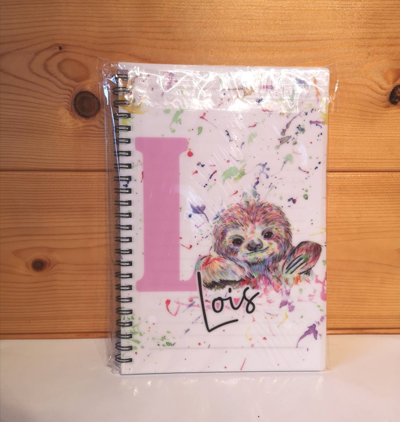 Watercolour Sloth Notebook, Gift For Mum Or Daughter, Friend Birthday Gift, Notes For Her, Personalised Notepad, Rainbow Sloth, Lined Notes