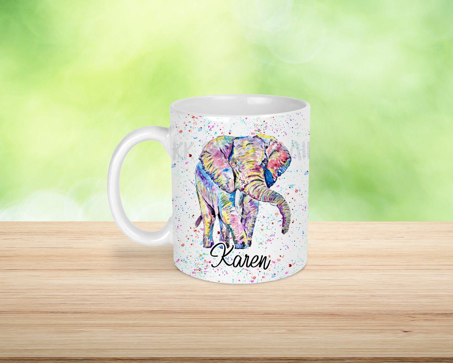 Personalised Rainbow Elephant Mug & Coaster, Multicolour Elephant Gift