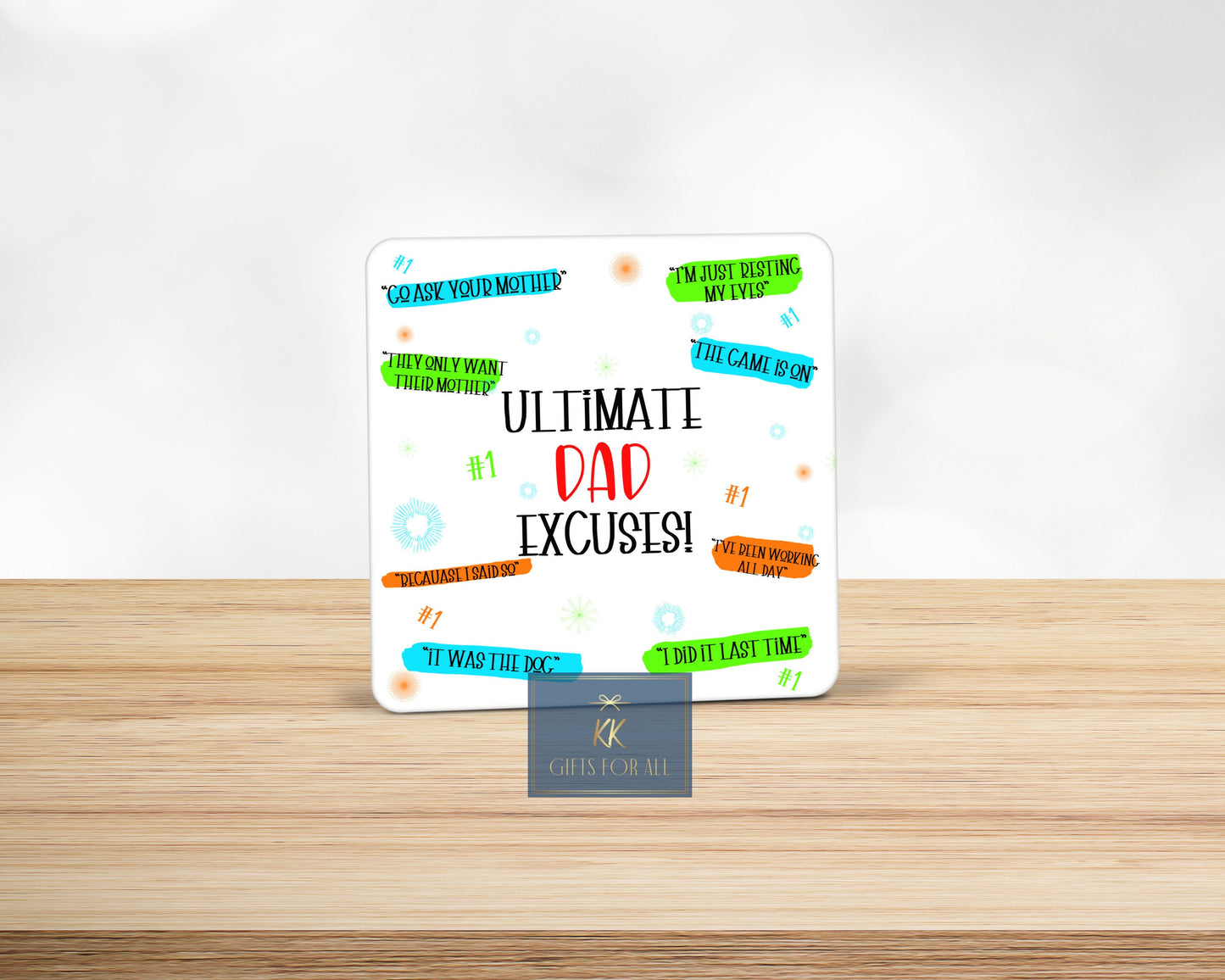 Father's Day Gift, Funny Novelty Gift For Dad, Birthday Gift, Ultimate Dad Excuses, Mug & Coaster Gift