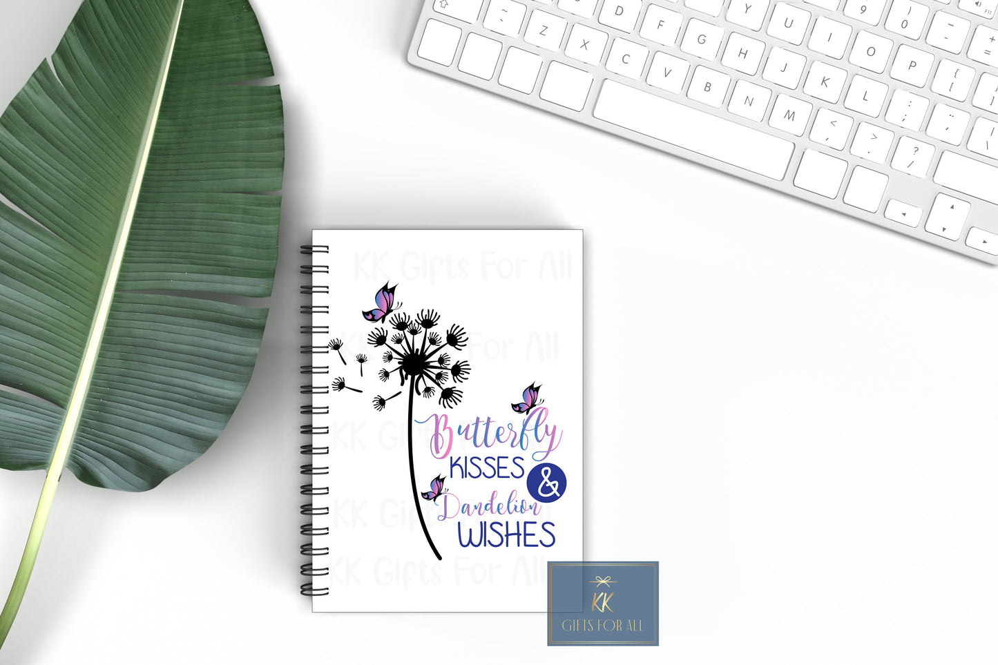 Butterfly Kisses & Dandelion Wishes Notebook, Gift For Mum Or Friend, Birthday Gift For Her, Notepad For Her, A5 Binded Lined, To Do List