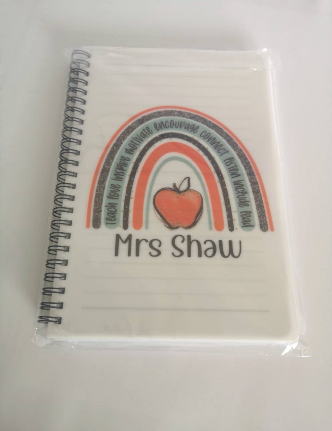Personalised Teacher A5 Notebook, Rainbow Notebook Gift For Teacher