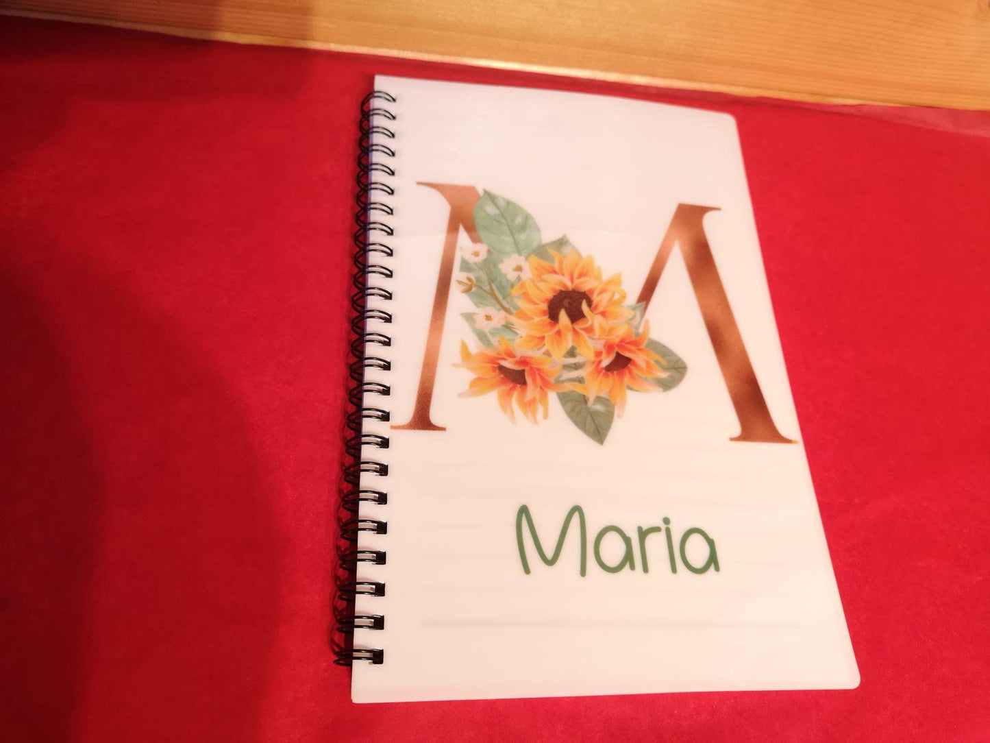Personalised Initial Notebook, Copper Initial With Sunflower, Custom Notepad for Her, Birthday Gift Idea, Office Notes, Nan's Shopping List