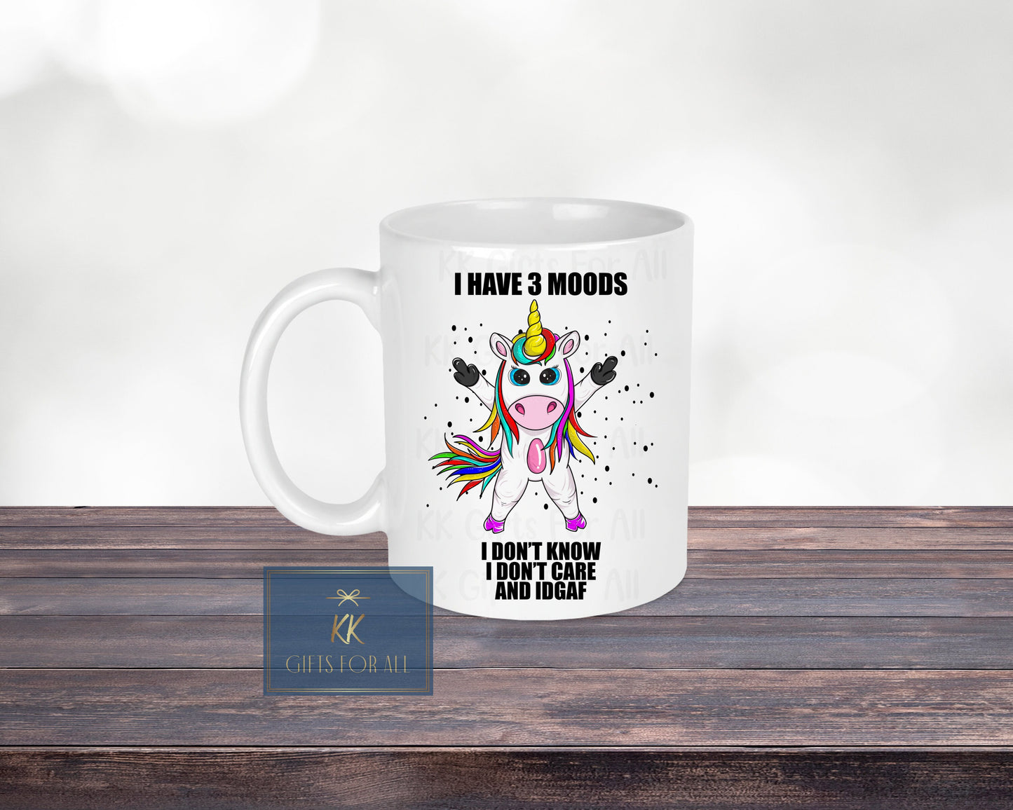 Sarcastic Unicorn Mug & Coaster, Adult Humour Gifts, Coloured Unicorn