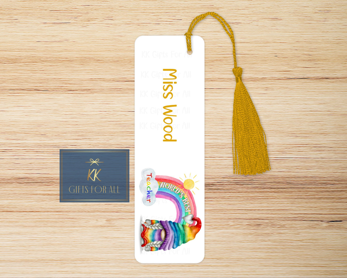 Rainbow Gnome Bookmark, Personalised Bookmark, Teacher Book Marker, End Of Term Gift, LSA Gift, TA Gift, Teacher Gnome Book Marker, Reading